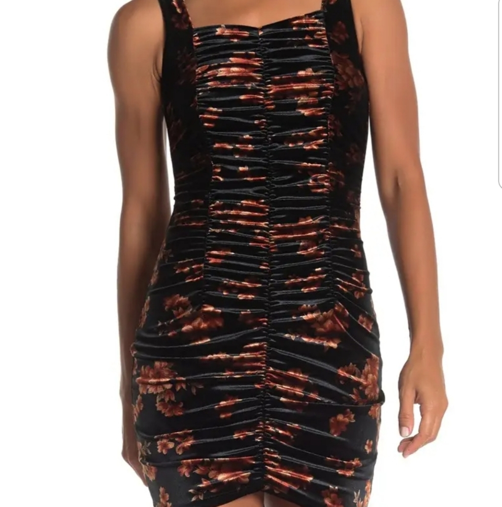 Free Press Velvet Ruched Mini DressSZ L NWT